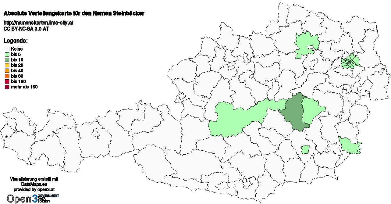 Absolute Verteilungskarten Nachnamen Steinbäcker