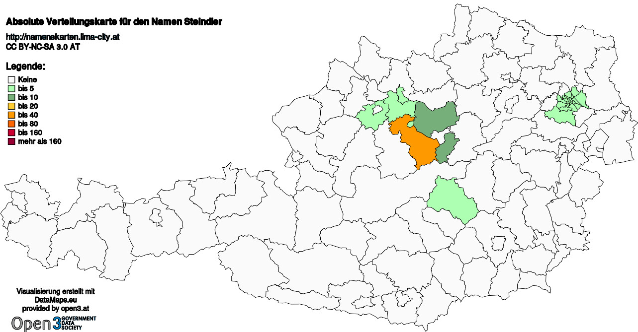 Absolute Verteilungskarten Nachnamen Steindler