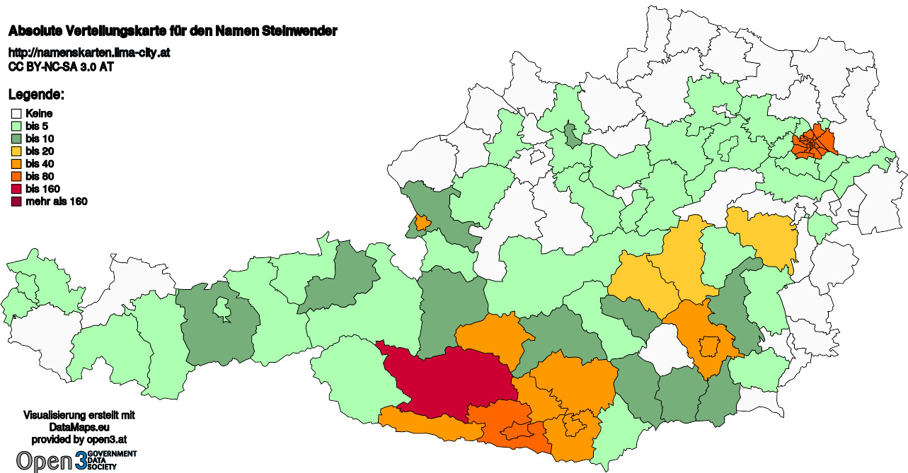 Absolute Verteilungskarten Nachnamen Steinwender
