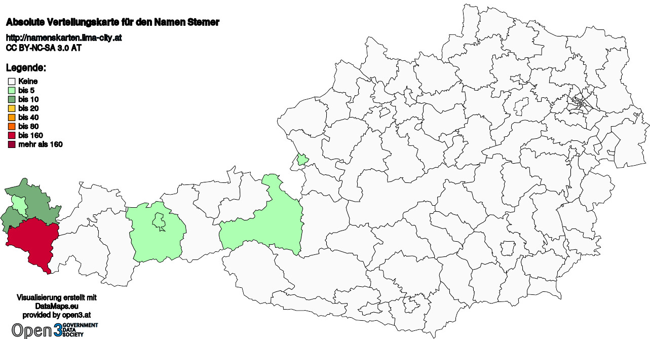 Absolute Verteilungskarten Nachnamen Stemer