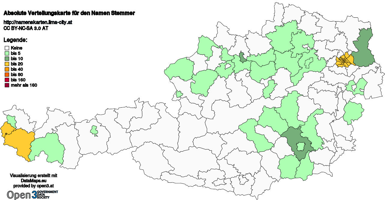 Absolute Verteilungskarten Nachnamen Stemmer
