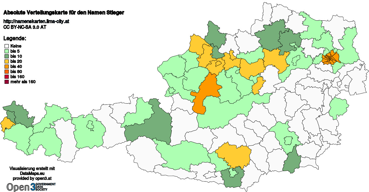 Absolute Verteilungskarten Nachnamen Stieger