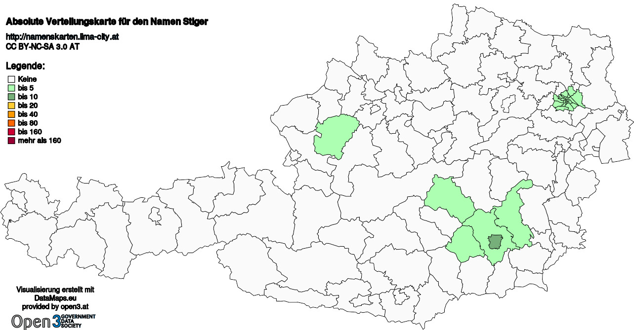 Absolute Verteilungskarten Nachnamen Stiger