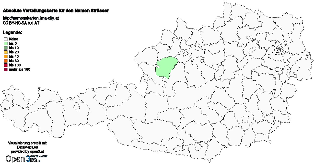 Absolute Verteilungskarten Nachnamen Strässer