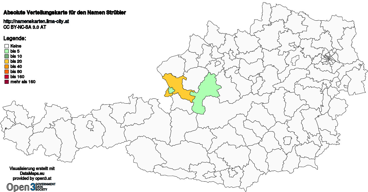 Absolute Verteilungskarten Nachnamen Strübler