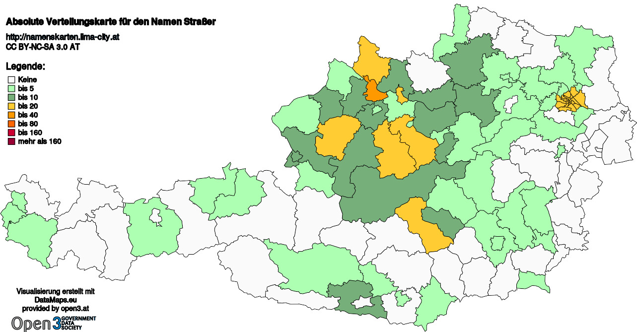 Absolute Verteilungskarten Nachnamen Straßer