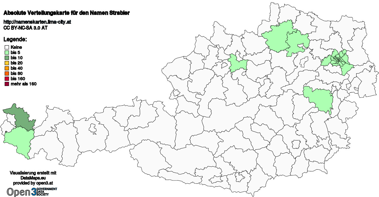 Absolute Verteilungskarten Nachnamen Strabler