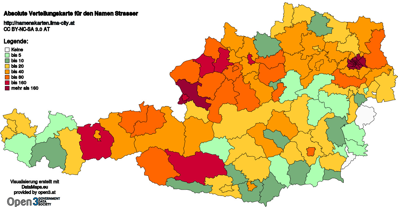 Absolute Verteilungskarten Nachnamen Strasser