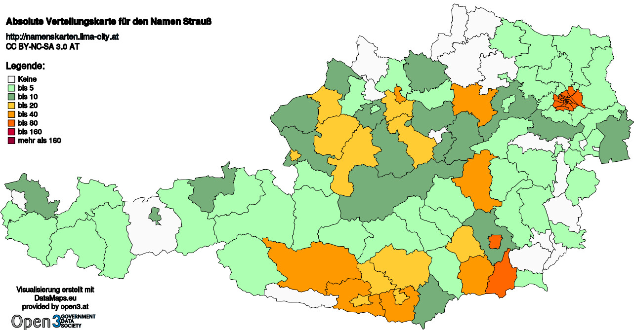 Absolute Verteilungskarten Nachnamen Strauß