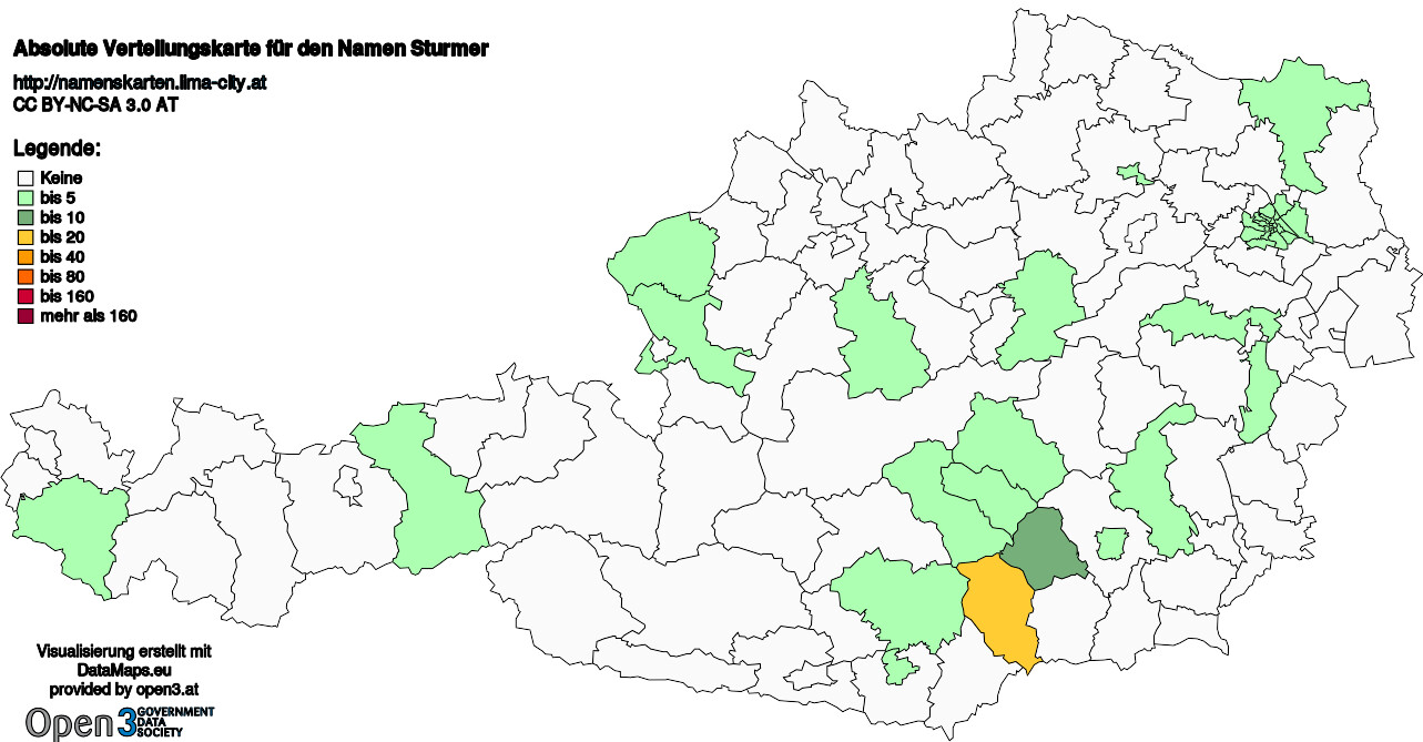 Absolute Verteilungskarten Nachnamen Sturmer