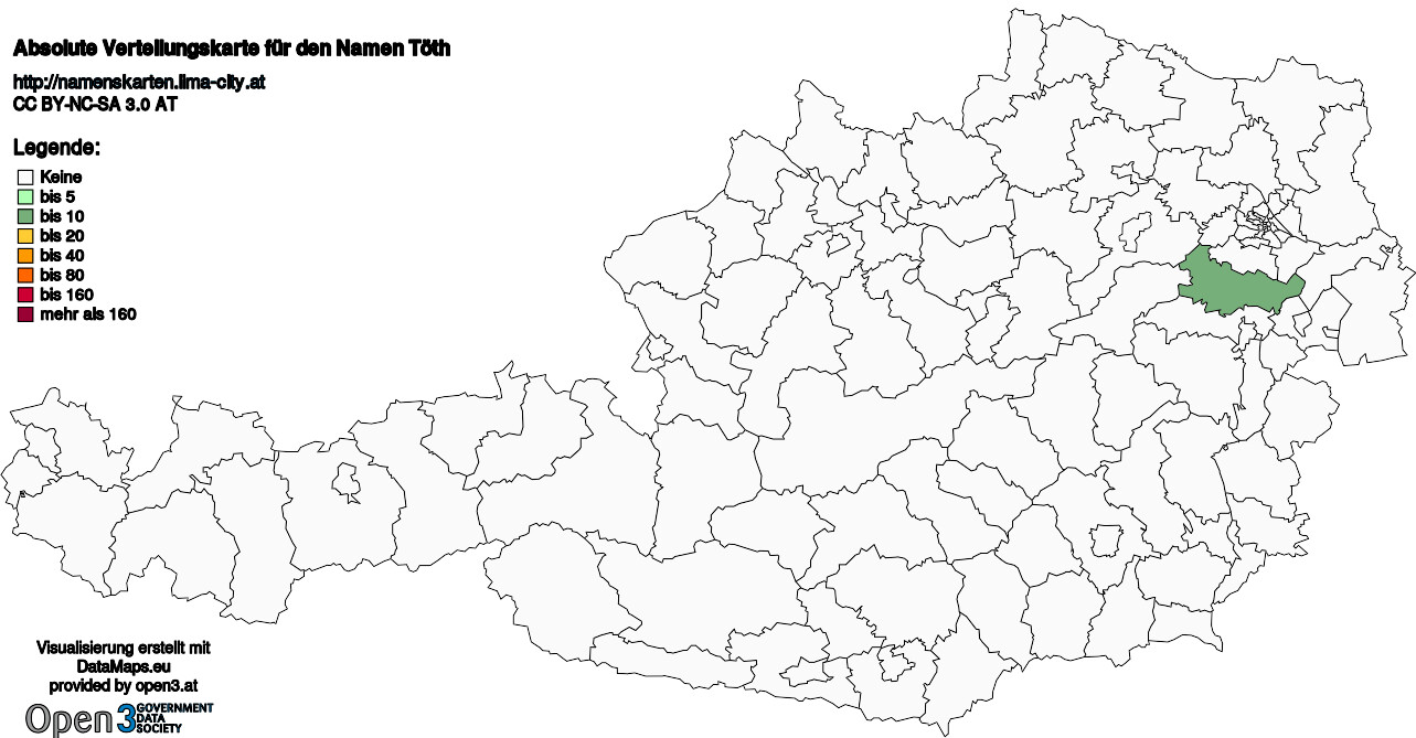 Absolute Verteilungskarten Nachnamen Töth