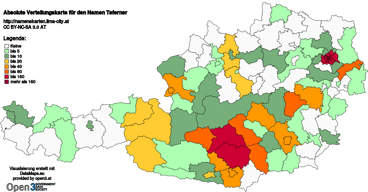 Absolute Verteilungskarten Nachnamen Taferner