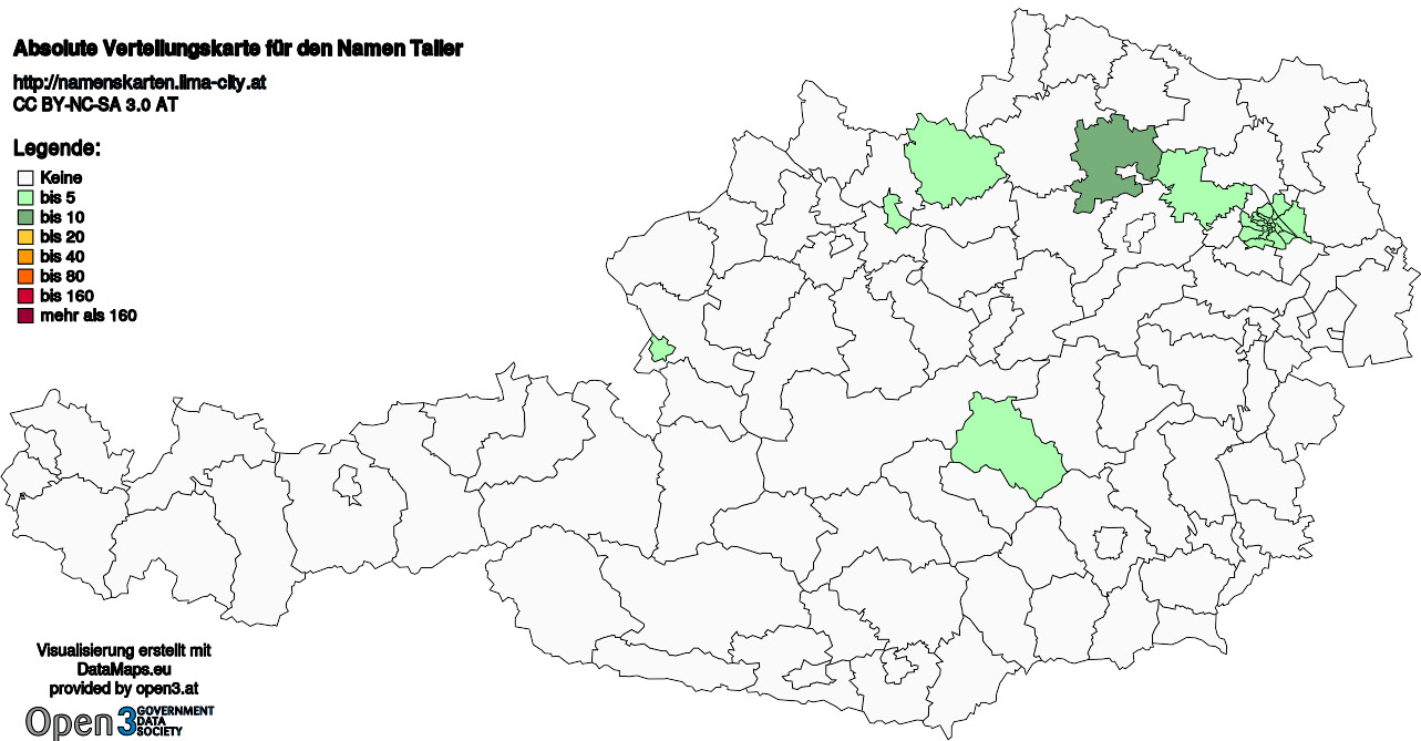 Absolute Verteilungskarten Nachnamen Taller