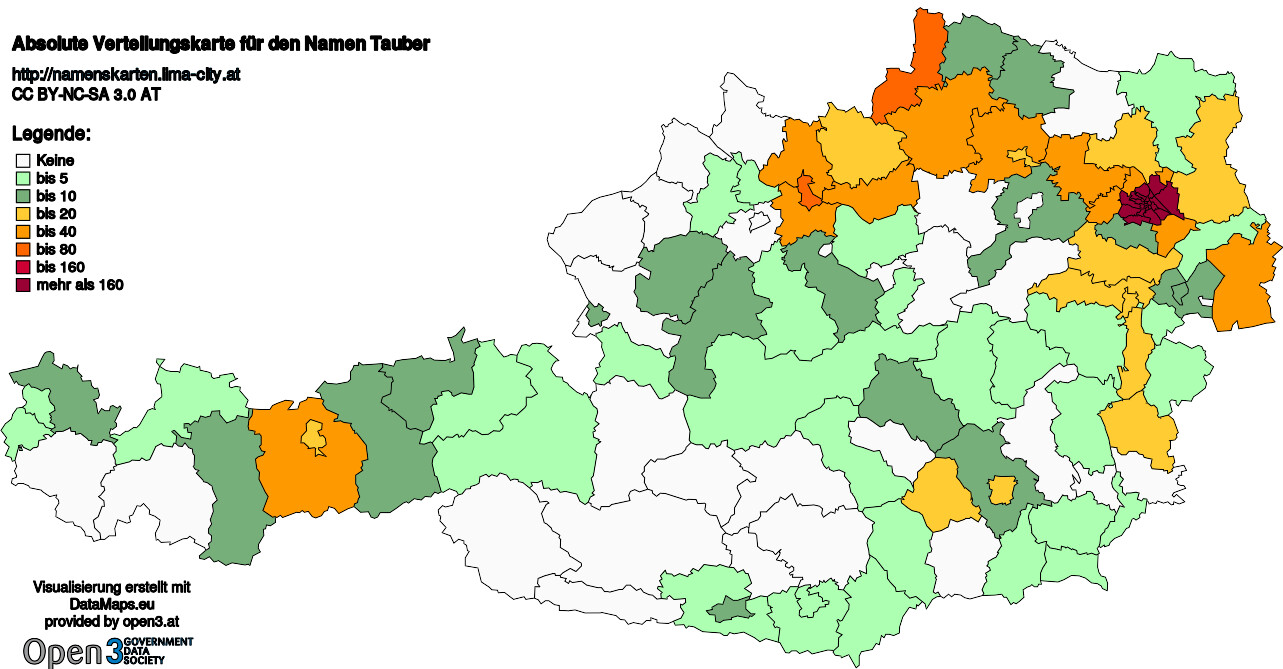 Absolute Verteilungskarten Nachnamen Tauber