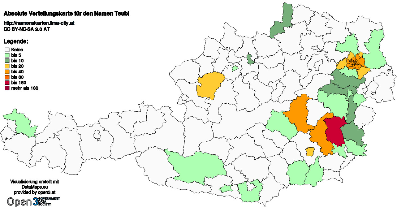 Absolute Verteilungskarten Nachnamen Teubl
