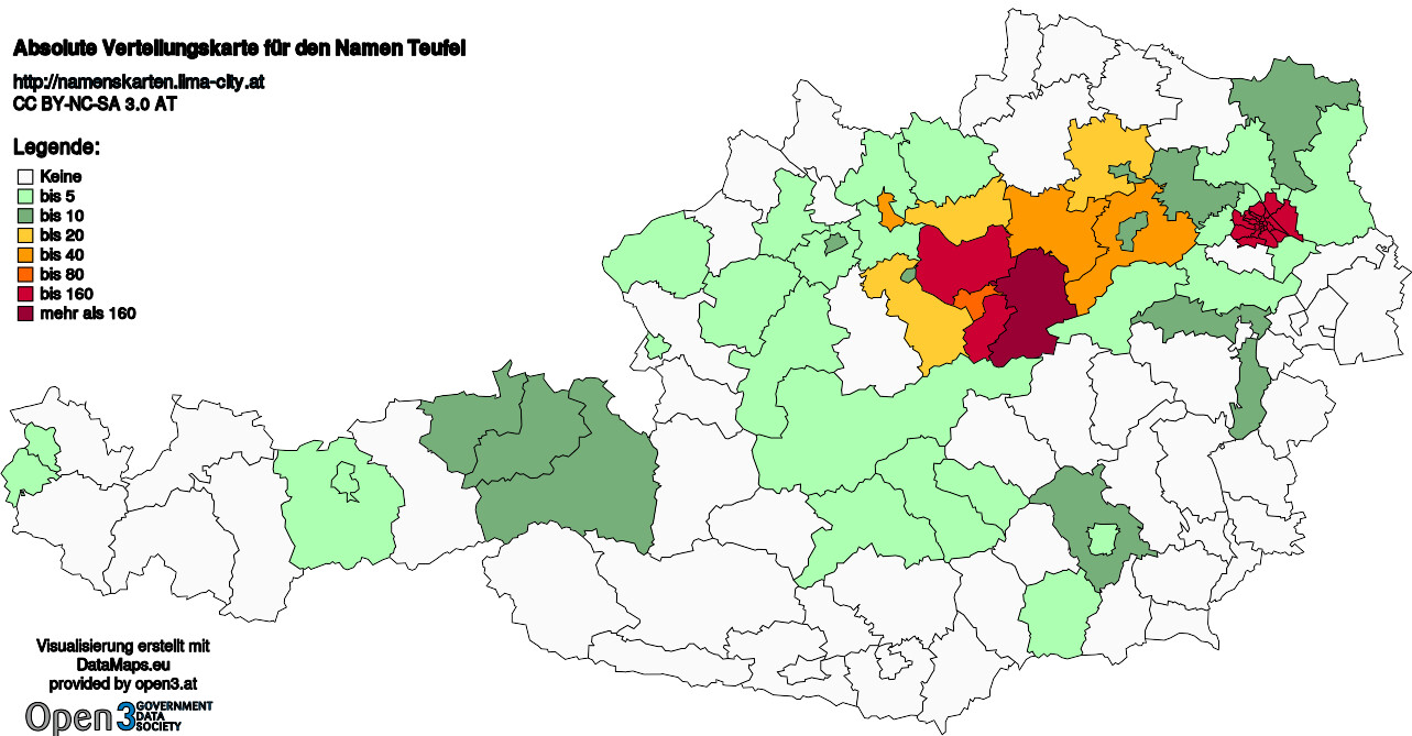 Absolute Verteilungskarten Nachnamen Teufel