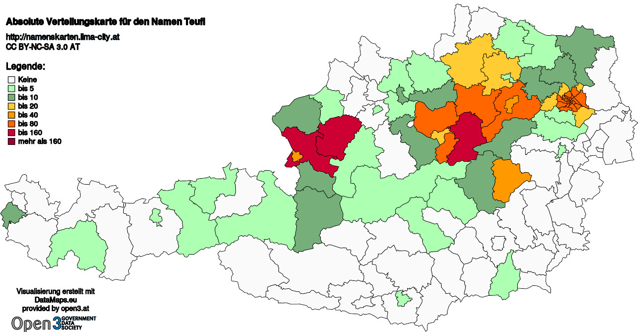 Absolute Verteilungskarten Nachnamen Teufl