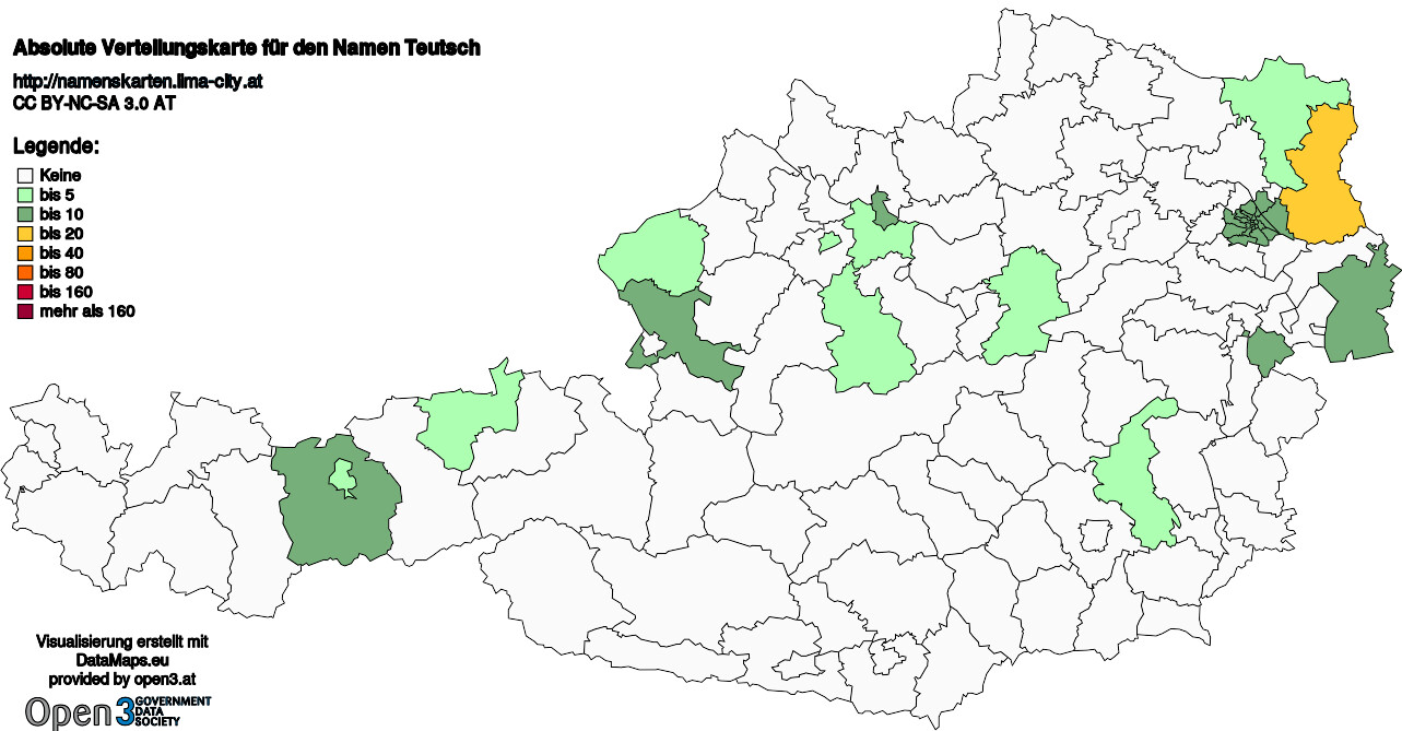 Absolute Verteilungskarten Nachnamen Teutsch