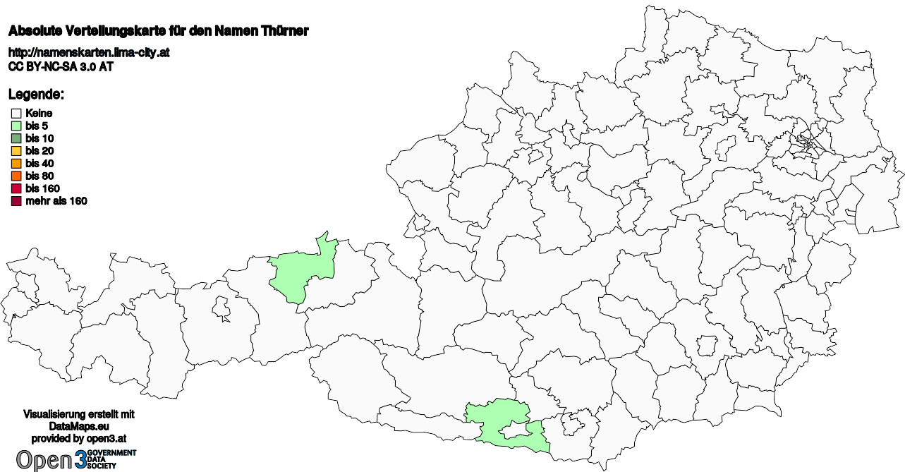 Absolute Verteilungskarten Nachnamen Thürner