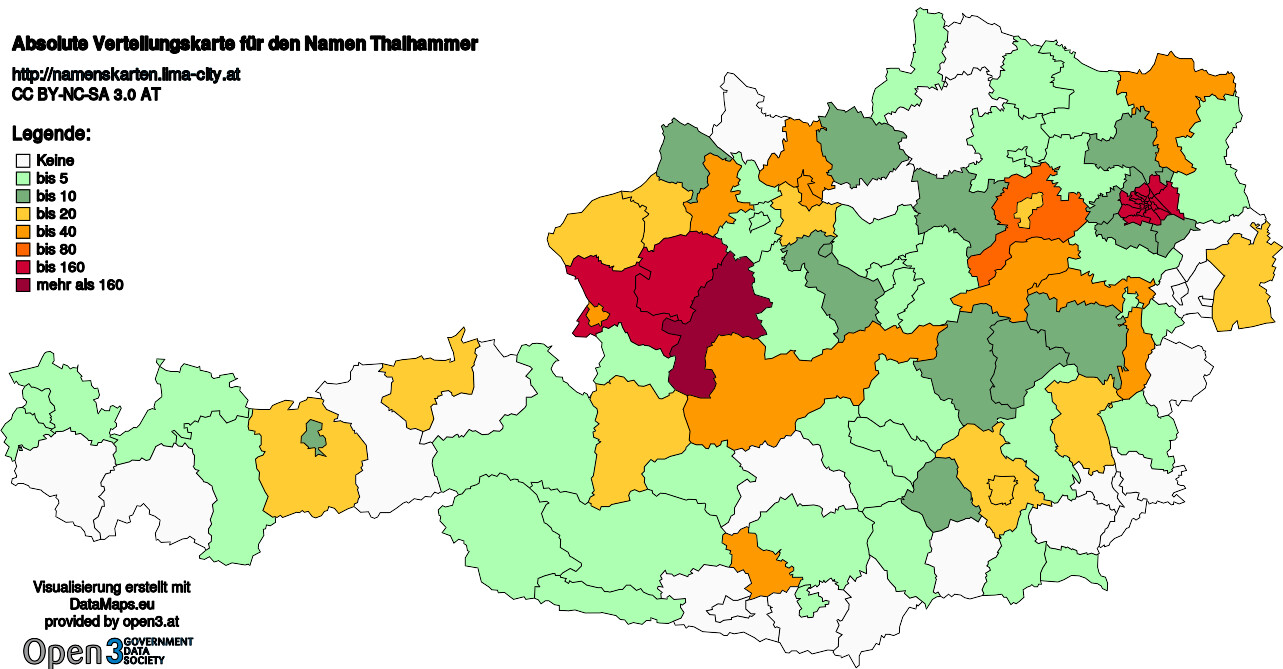 Absolute Verteilungskarten Nachnamen Thalhammer