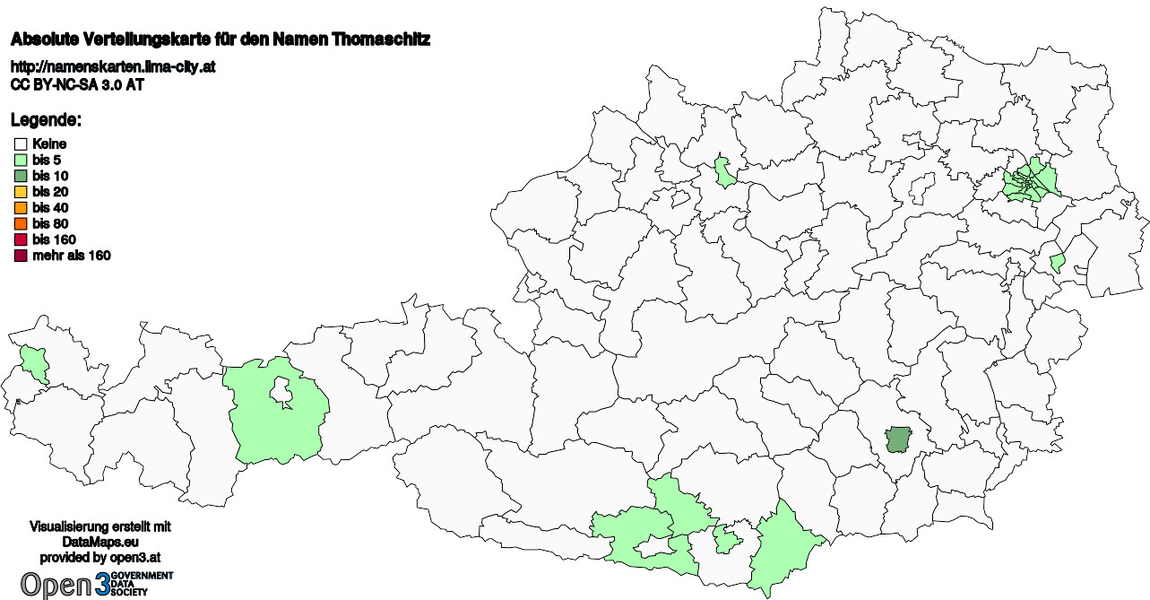 Absolute Verteilungskarten Nachnamen Thomaschitz