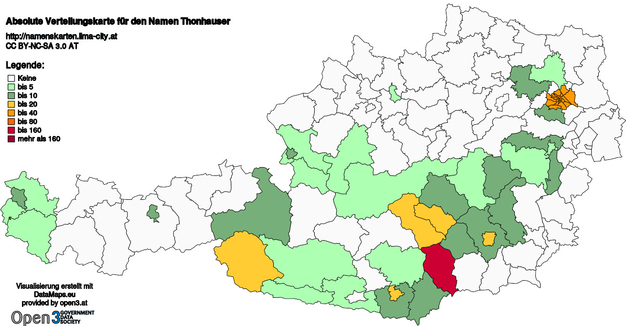 Absolute Verteilungskarten Nachnamen Thonhauser