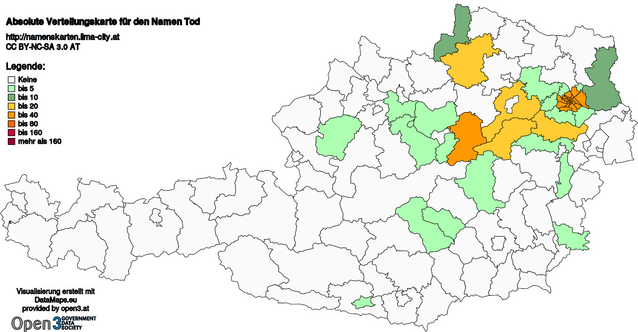 Absolute Verteilungskarten Nachnamen Tod
