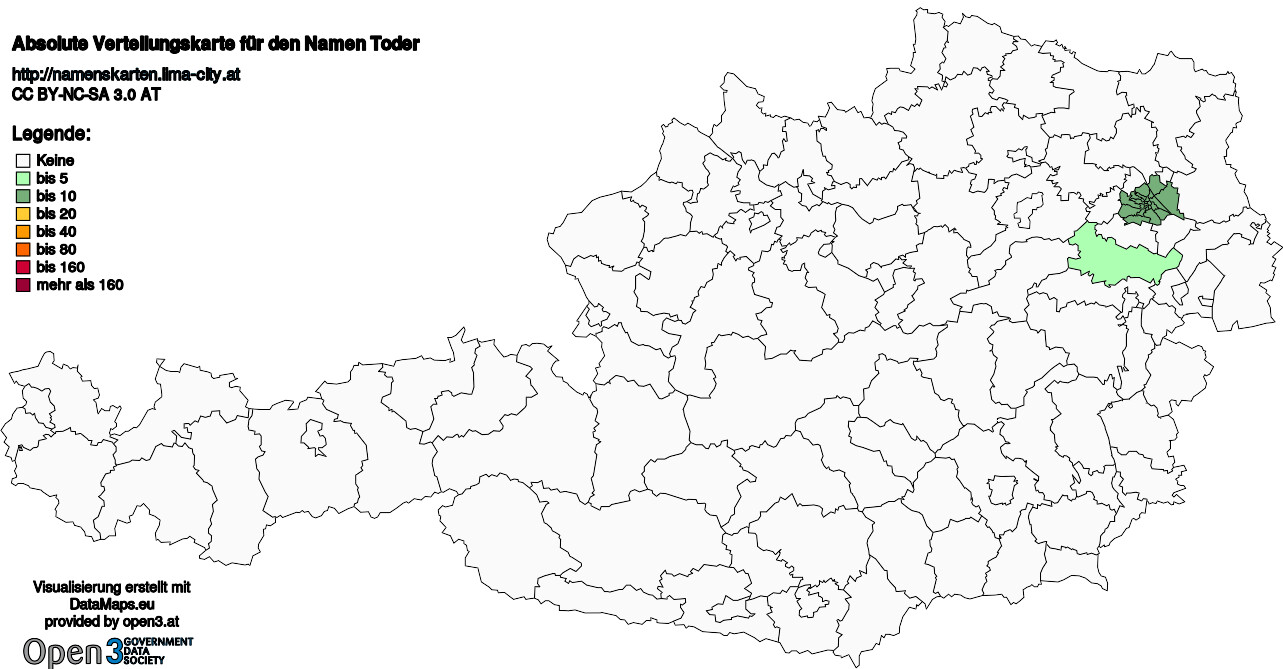Absolute Verteilungskarten Nachnamen Toder