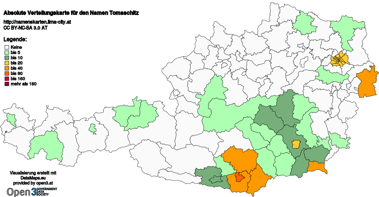 Absolute Verteilungskarten Nachnamen Tomaschitz