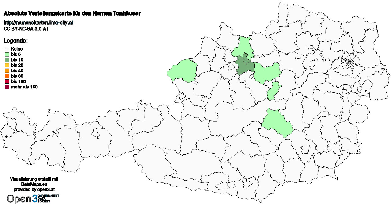 Absolute Verteilungskarten Nachnamen Tonhäuser