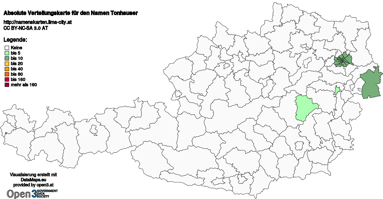 Absolute Verteilungskarten Nachnamen Tonhauser