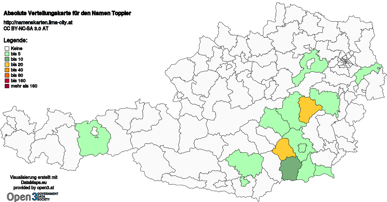 Absolute Verteilungskarten Nachnamen Toppler