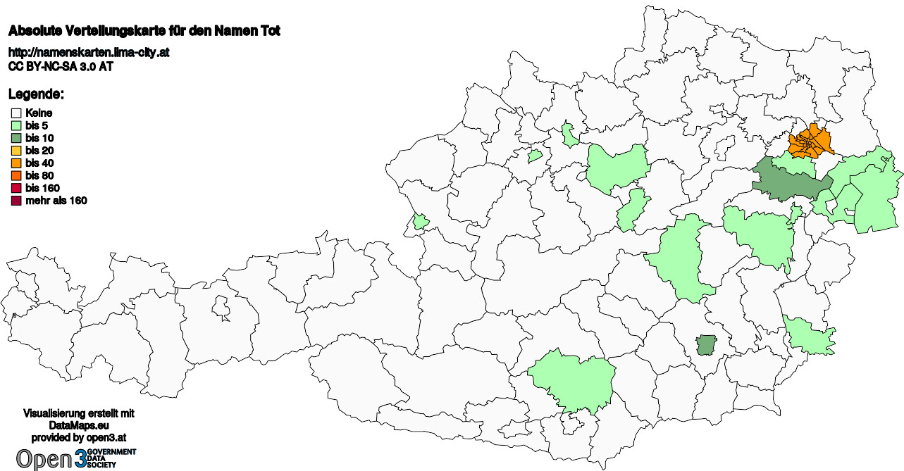Absolute Verteilungskarten Nachnamen Tot