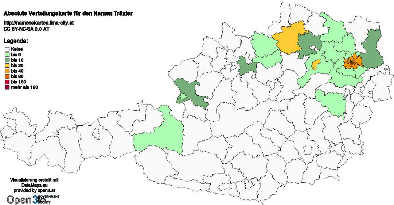 Absolute Verteilungskarten Nachnamen Träxler