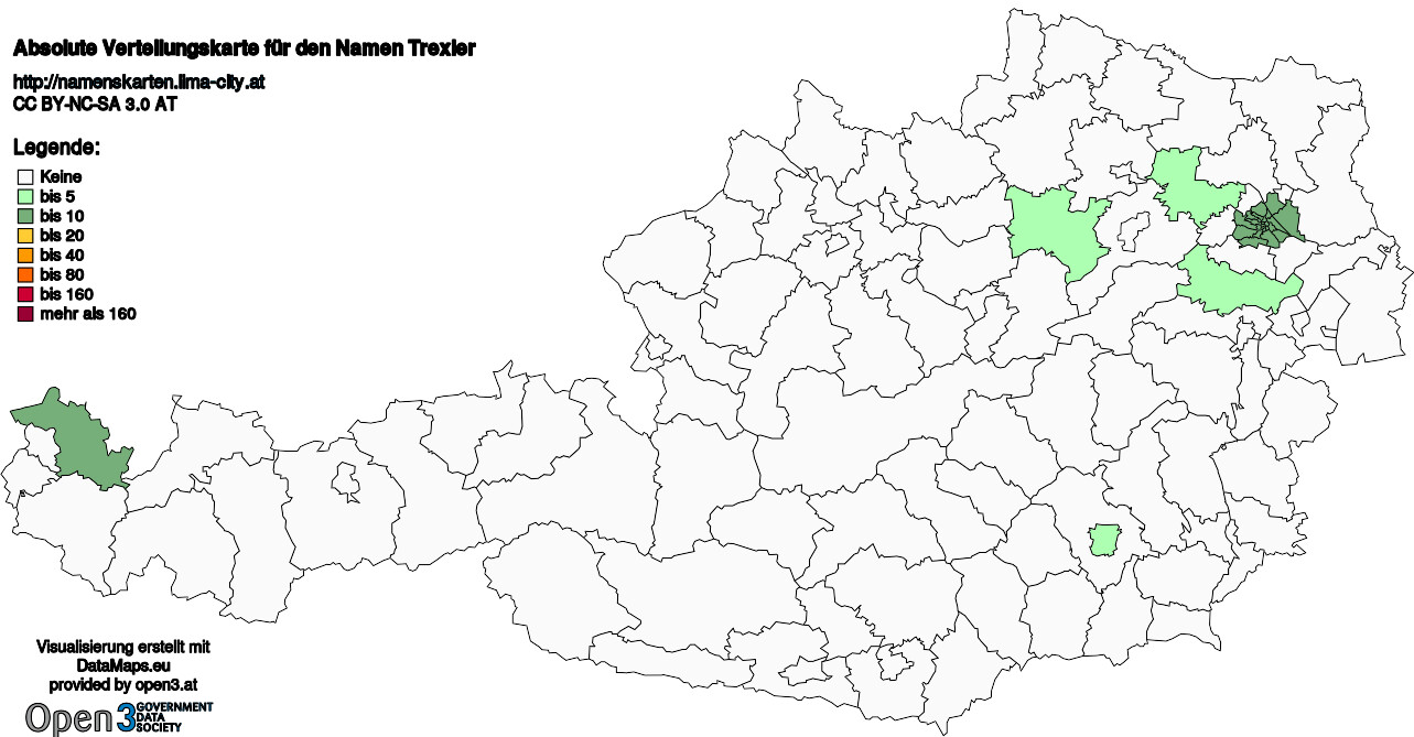 Absolute Verteilungskarten Nachnamen Trexler