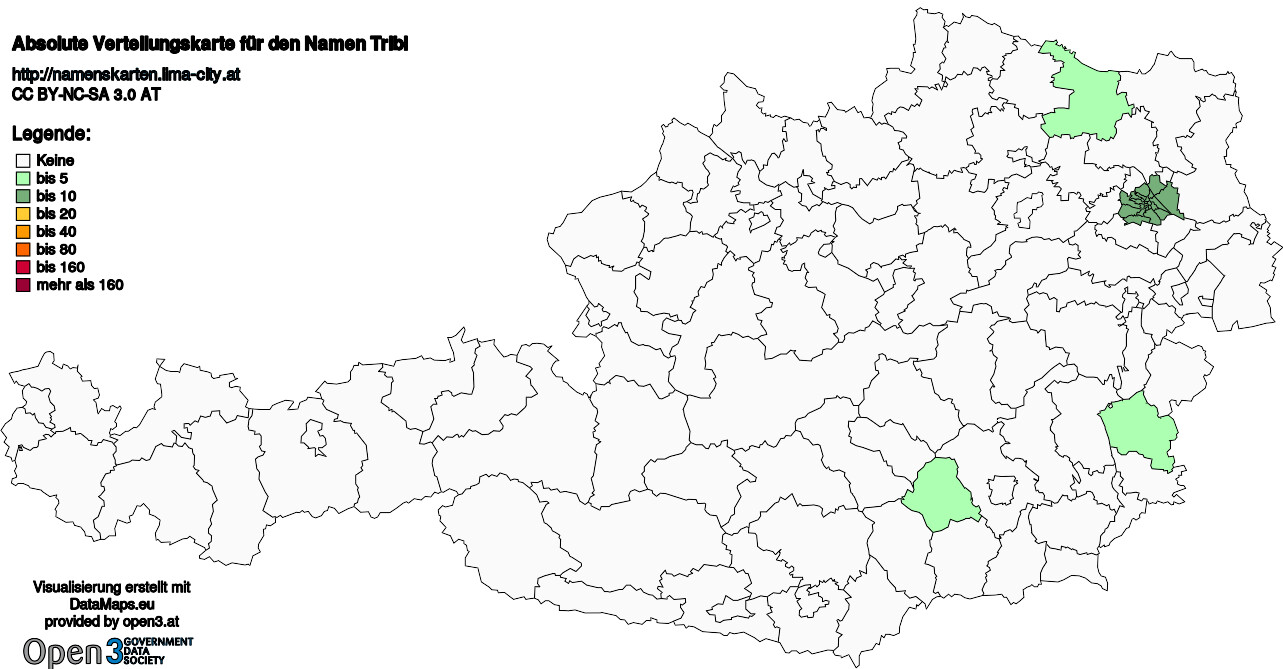 Absolute Verteilungskarten Nachnamen Tribl