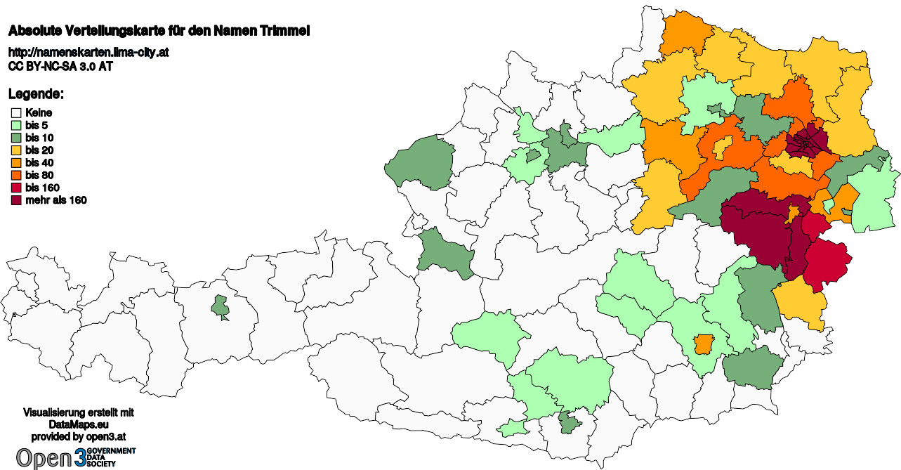 Absolute Verteilungskarten Nachnamen Trimmel