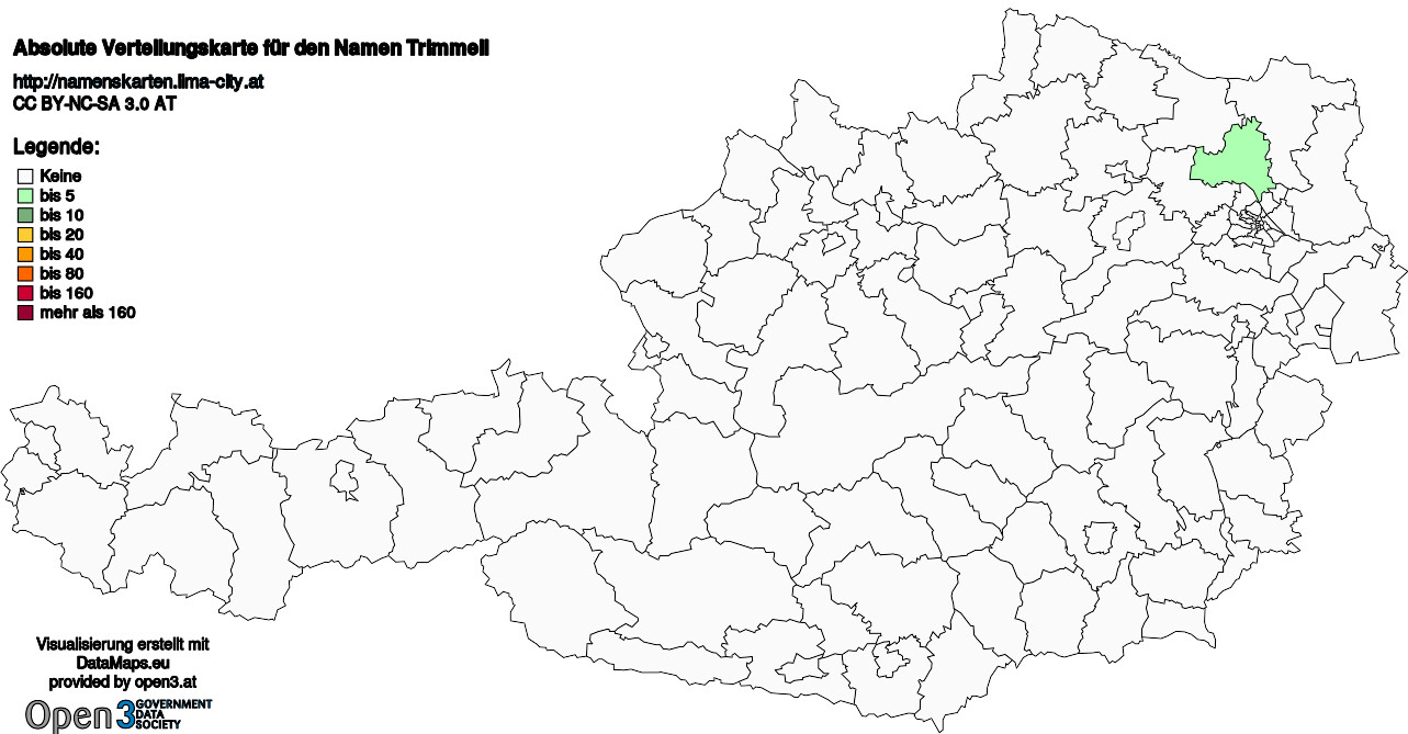 Absolute Verteilungskarten Nachnamen Trimmell