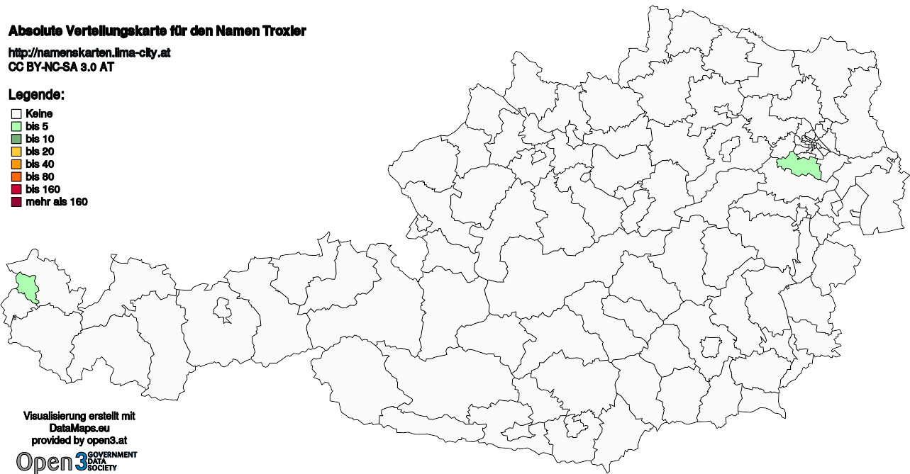 Absolute Verteilungskarten Nachnamen Troxler
