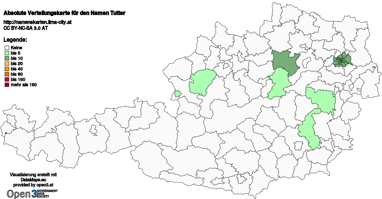 Absolute Verteilungskarten Nachnamen Tutter