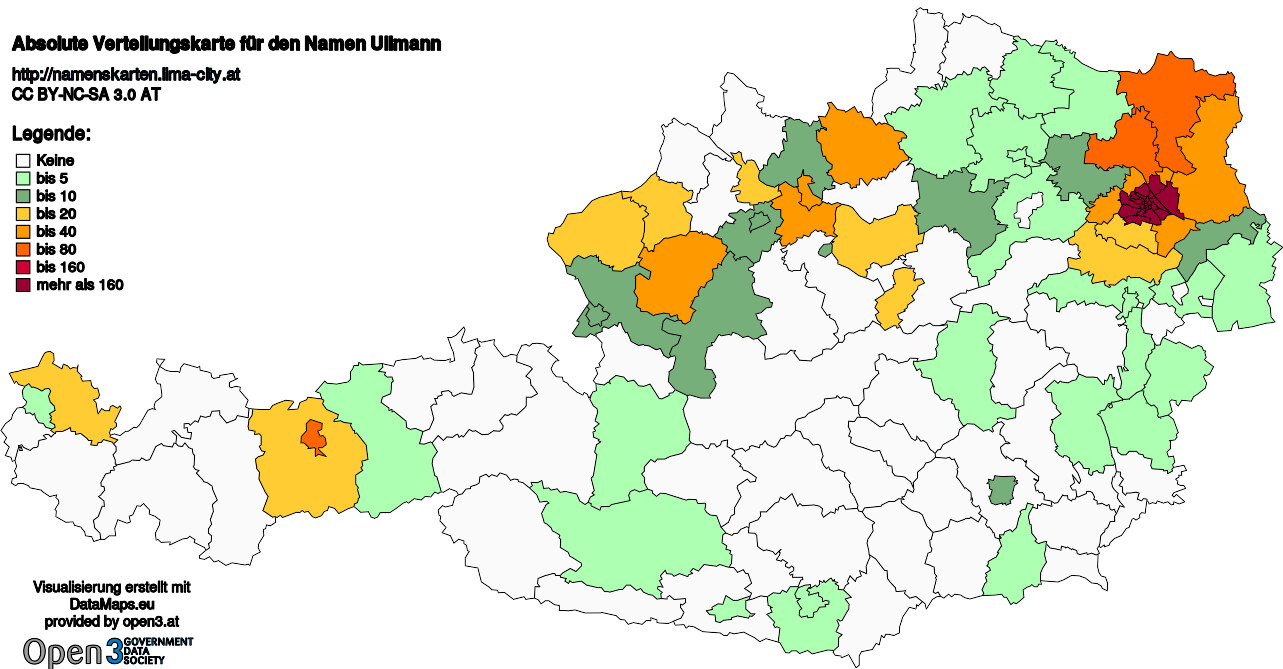 Absolute Verteilungskarten Nachnamen Ullmann