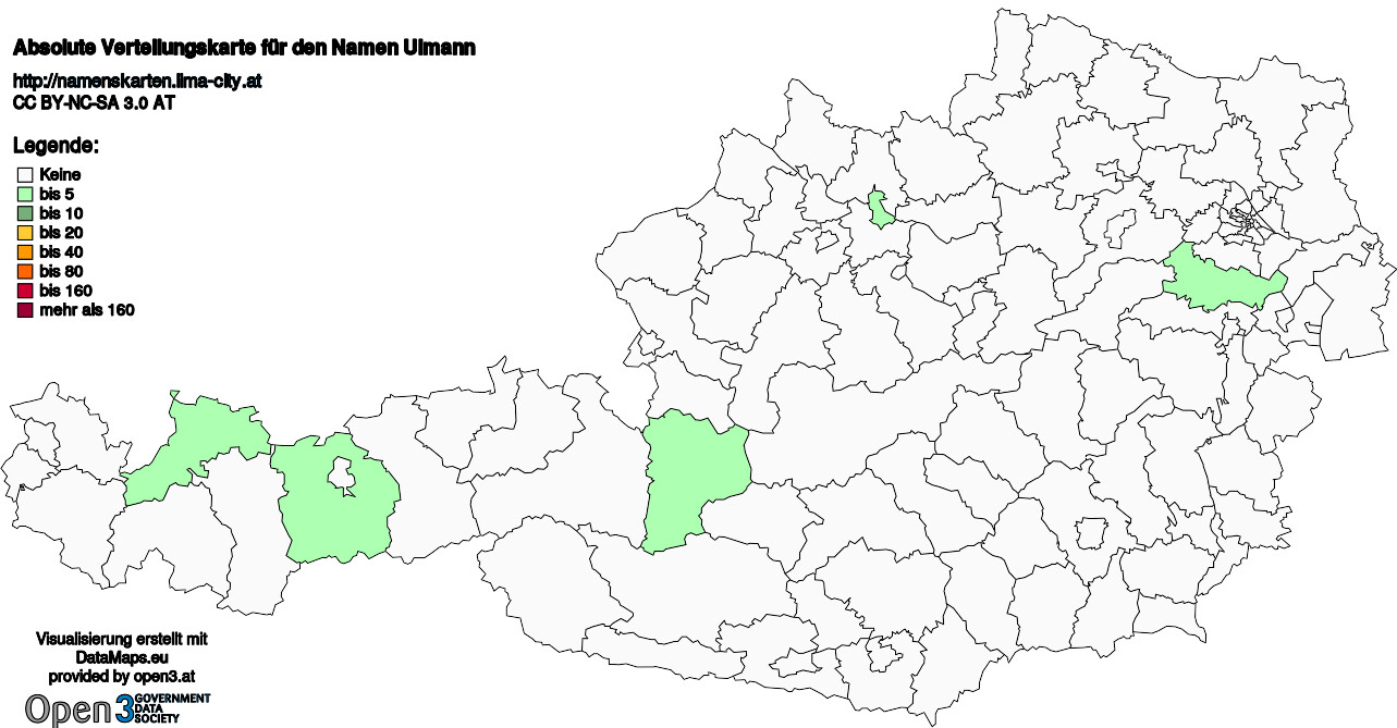Absolute Verteilungskarten Nachnamen Ulmann