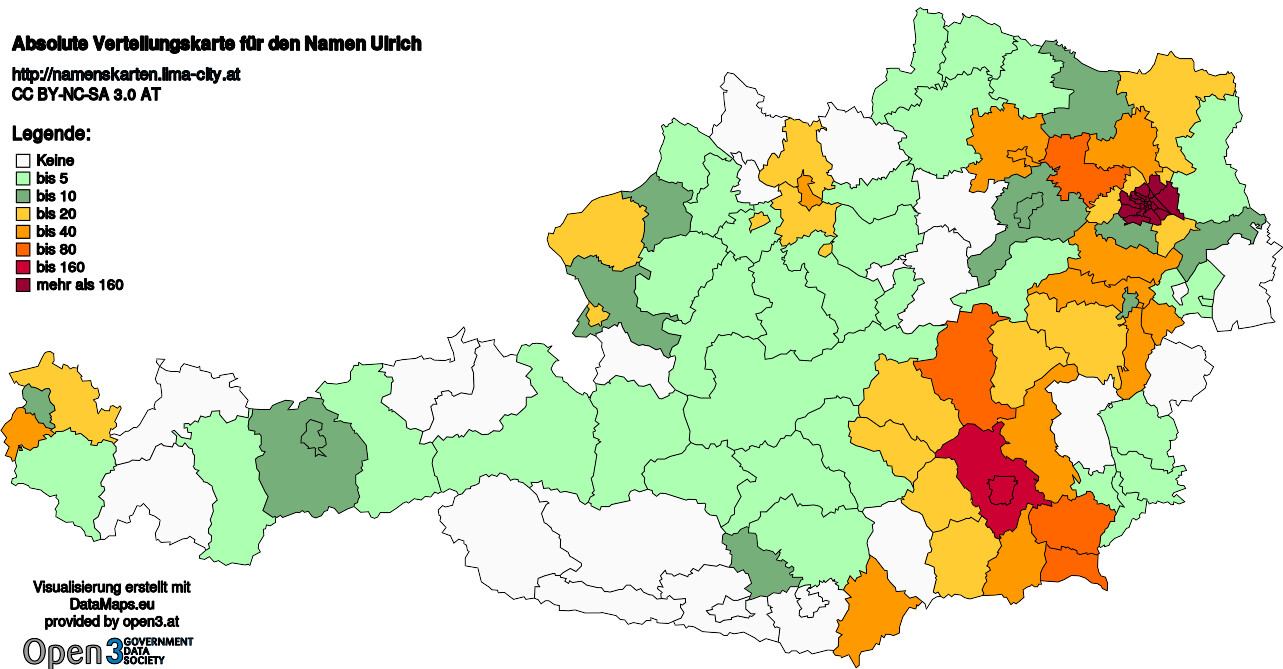 Absolute Verteilungskarten Nachnamen Ulrich