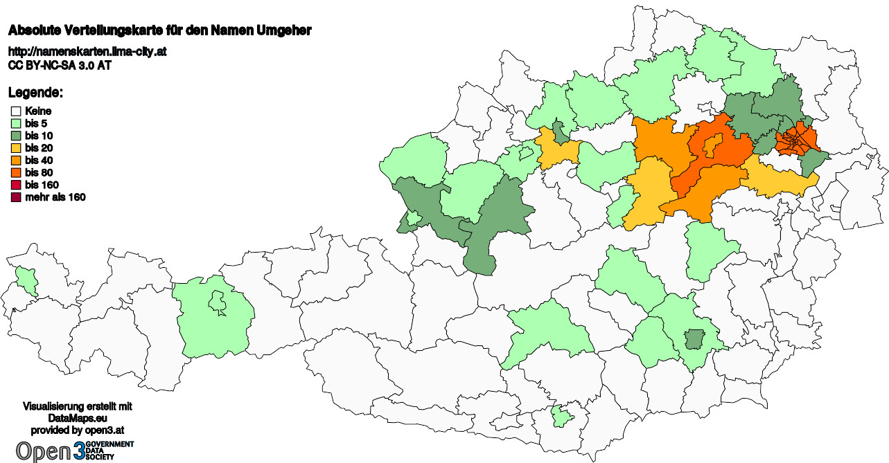 Absolute Verteilungskarten Nachnamen Umgeher