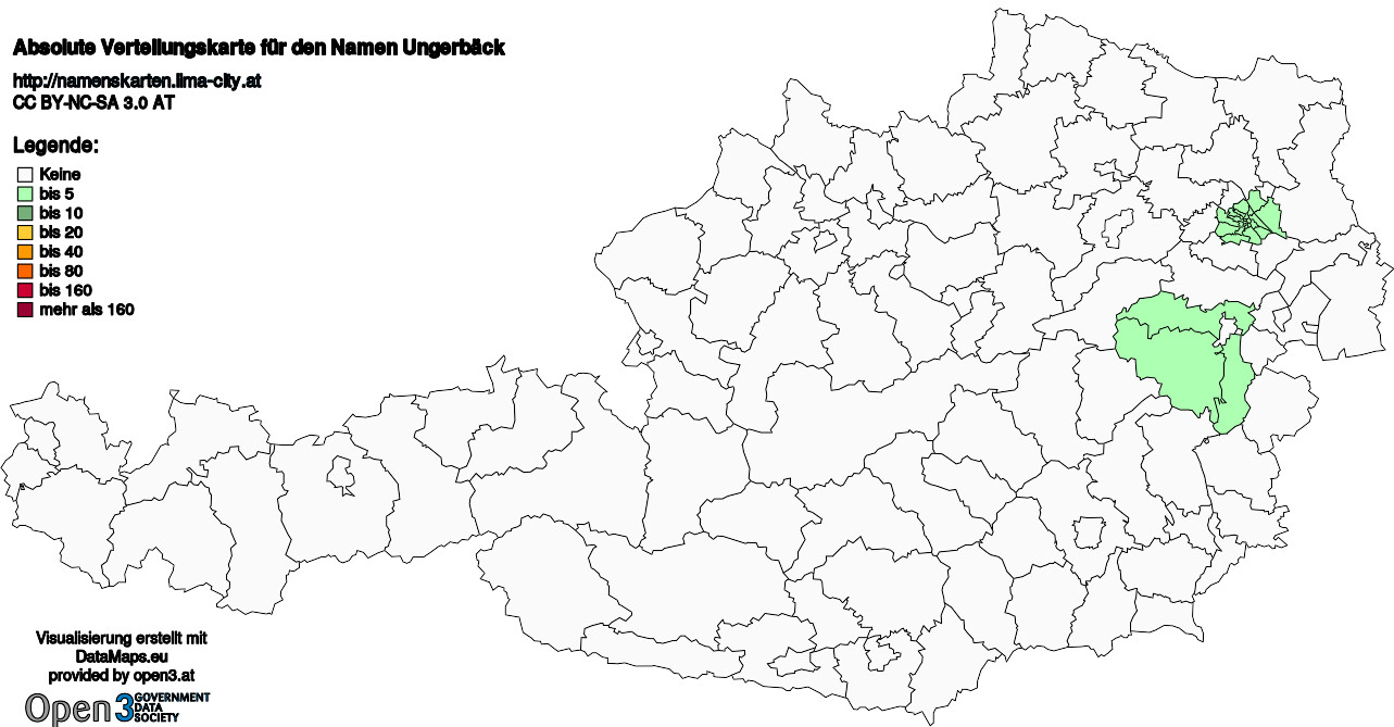 Absolute Verteilungskarten Nachnamen Ungerbäck
