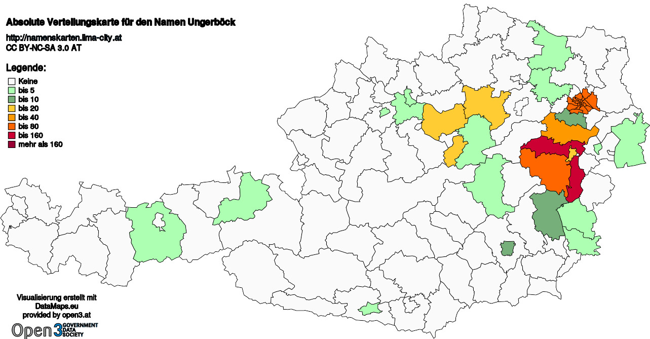 Absolute Verteilungskarten Nachnamen Ungerböck