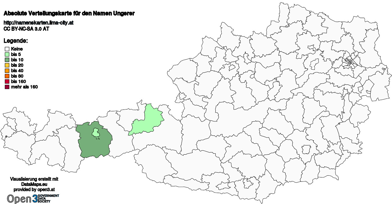 Absolute Verteilungskarten Nachnamen Ungerer