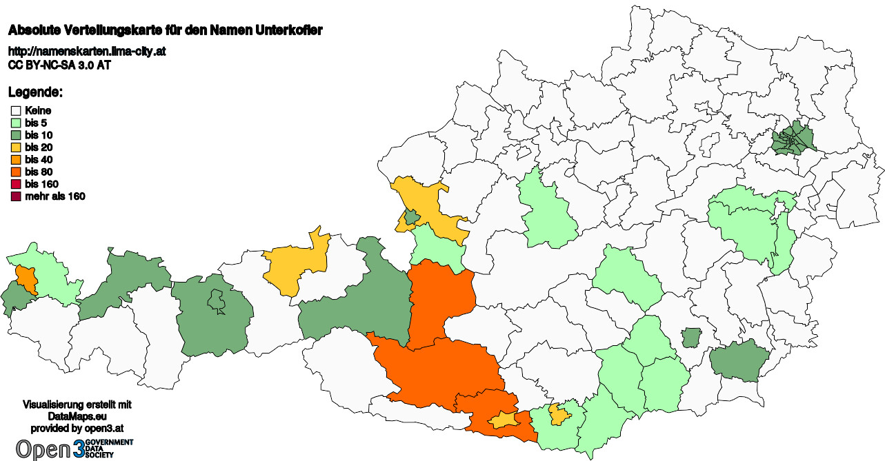 Absolute Verteilungskarten Nachnamen Unterkofler