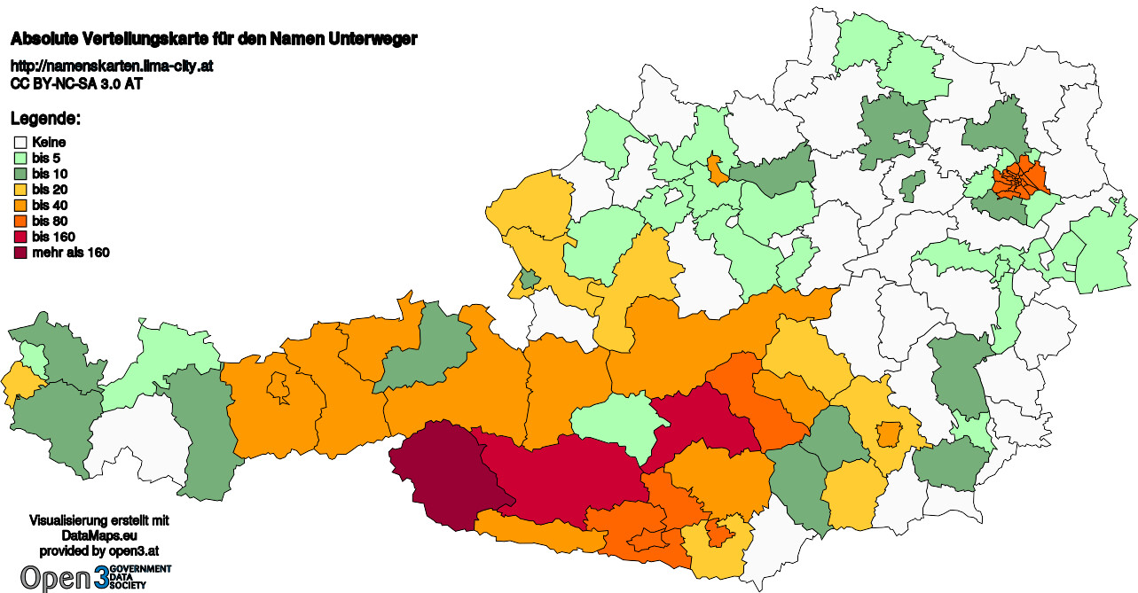 Absolute Verteilungskarten Nachnamen Unterweger