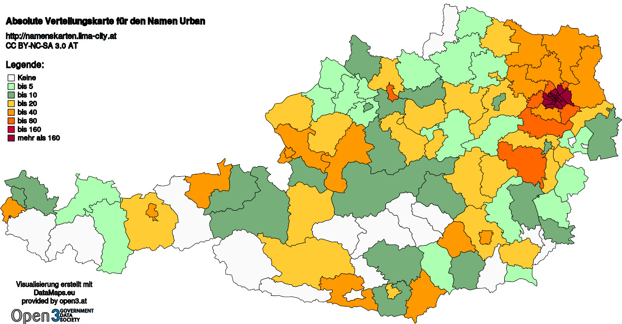 Absolute Verteilungskarten Nachnamen Urban